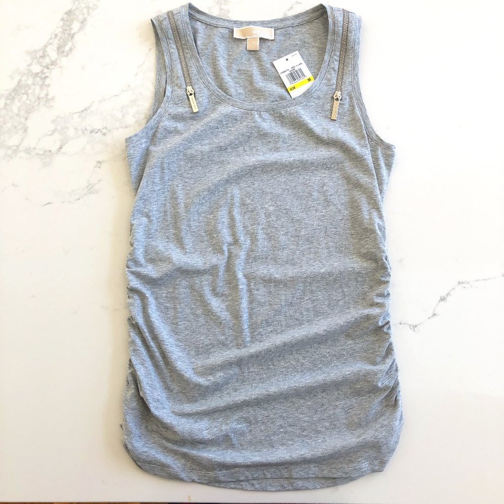 Michael Kors Grey Ruched Side Tank